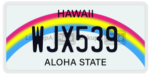 WJX539  license plate in HI