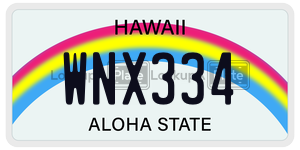 WNX334  license plate in HI