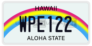 WPE122  license plate in HI