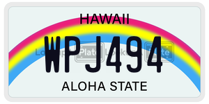 WPJ494 license plate in Hawaii