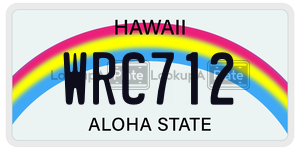 WRC712 license plate in Hawaii