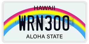WRN300 license plate in Hawaii
