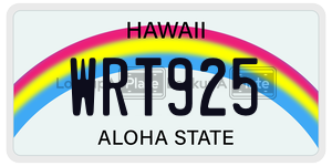 WRT925  license plate in HI