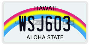 WSJ603 license plate in Hawaii