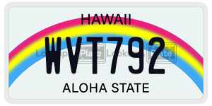 WVT792 license plate in Hawaii