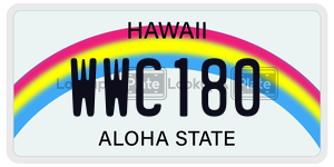 WWC180 license plate in Hawaii