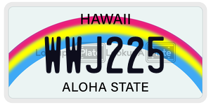 WWJ225  license plate in HI