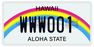 WWW001  license plate in HI