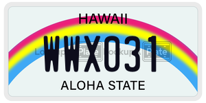 WWX031  license plate in HI