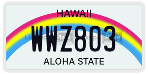 WWZ803  license plate in HI