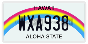 WXA938  license plate in HI