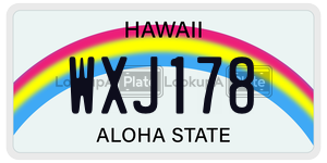 WXJ178  license plate in HI