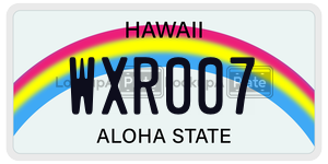 WXR007 license plate in Hawaii