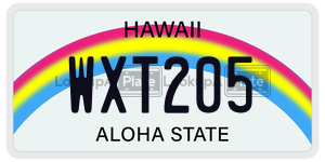 WXT205 license plate in Hawaii