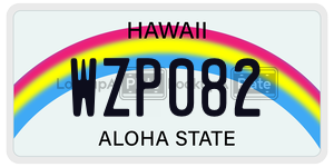 WZP082 license plate in Hawaii