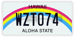 WZT074 license plate in Hawaii