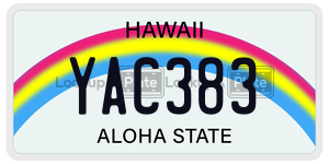 YAC383  license plate in HI