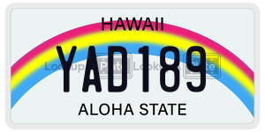 YAD189  license plate in HI