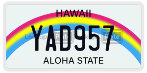 YAD957  license plate in HI