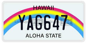 YAG647  license plate in HI