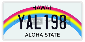YAL198  license plate in HI