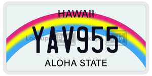 YAV955 license plate in Hawaii