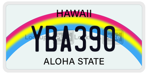 YBA390 license plate in Hawaii