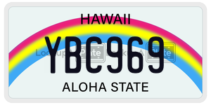 YBC969 license plate in Hawaii