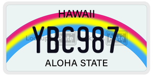 YBC987 license plate in Hawaii
