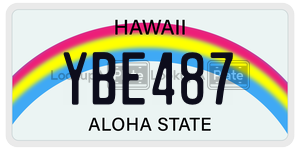 YBE487  license plate in HI