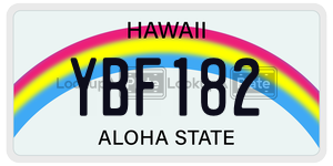 YBF182  license plate in HI