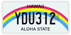 YDU312  license plate in HI
