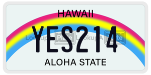 YES214  license plate in HI