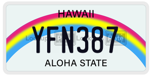 YFN387  license plate in HI
