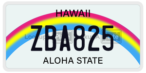 ZBA825  license plate in HI