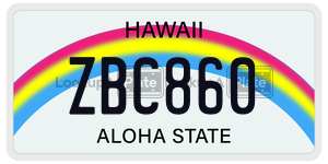 ZBC860 license plate in Hawaii