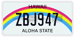ZBJ947  license plate in HI