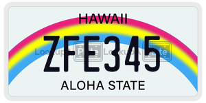 ZFE345  license plate in HI