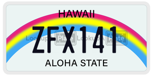 ZFX141 license plate in Hawaii