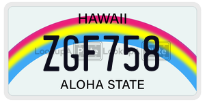ZGF758  license plate in HI