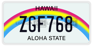 ZGF768 license plate in Hawaii