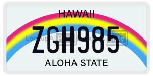 ZGH985  license plate in HI