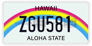 ZGU581 license plate in Hawaii