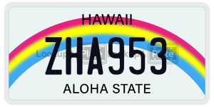 ZHA953 license plate in Hawaii