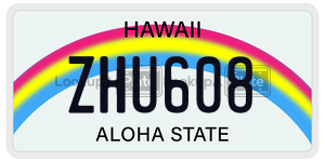 ZHU608  license plate in HI