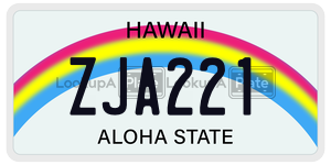 ZJA221  license plate in HI