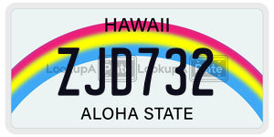 ZJD732  license plate in HI