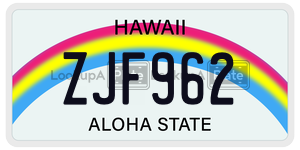 ZJF962  license plate in HI