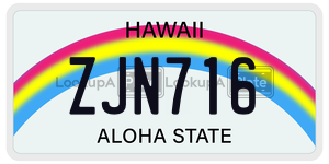 ZJN716  license plate in HI
