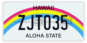 ZJT035 license plate in Hawaii